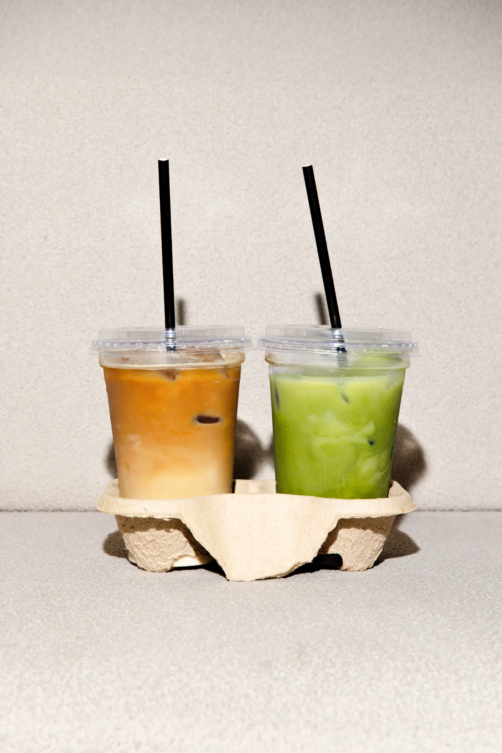 Iced matcha and latte drinks at LOCALS cafe